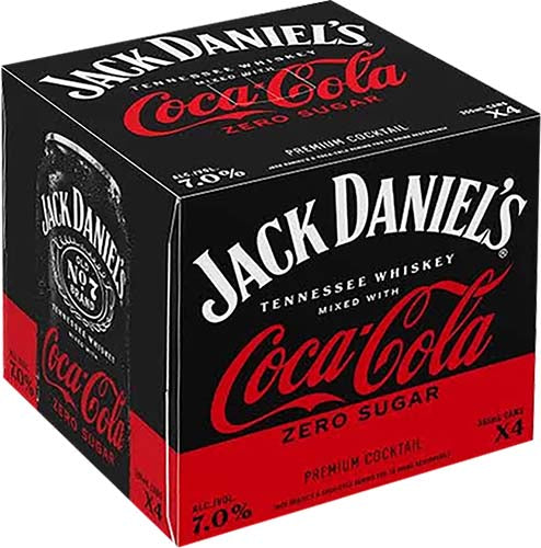 JACK DANIELS JACK & COCA COLA ZERO 4PK CANS