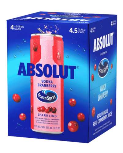 ABSOLUT VODKA CRANBERRY OCEANSPRAY 4PK