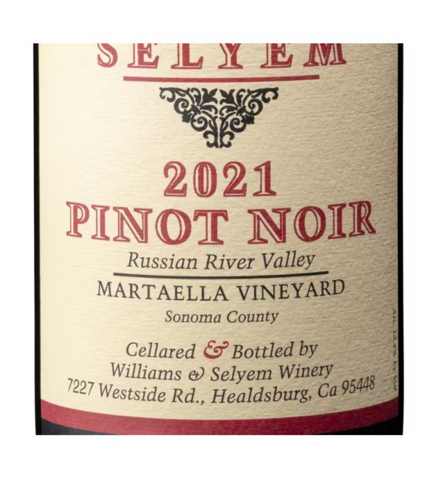 Williams Selyem Pinot Noir Martaella 750Ml